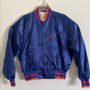 David James Sportswear Blue Satin Bomber Vintage Jacket